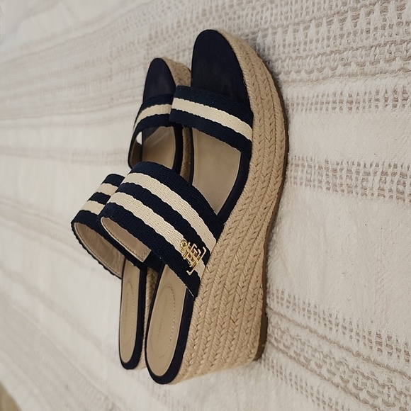 Lands End Slip On Espadrille Sandals Coastal Nautical Womens 7 - Picture 4 of 10